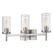  7011-BA3 PW-CLR - Winslett 3-Light Bath Vanity in Pewter with Ribbed Clear Glass Shades